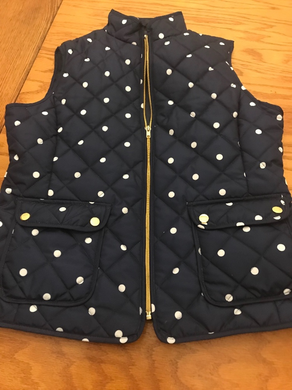 ST JOHNS BAY NAVY/WHITE POLKADOT VEST SIZE LARGE